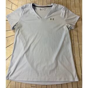 Under Armour HeatGear Women's V-Neck Short Sleeve T-Shirt Blue Large